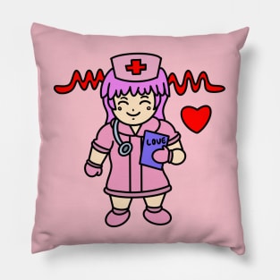 Kawaii chibi nurse with heart Pillow