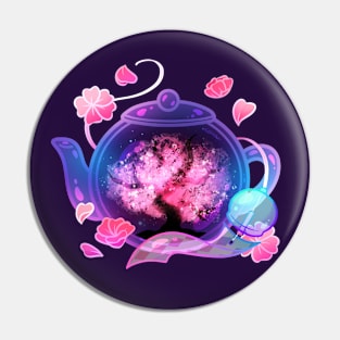 Nighttime Sakura Teapot Pin