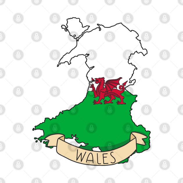 Wales Flag Map by Sofia Sava