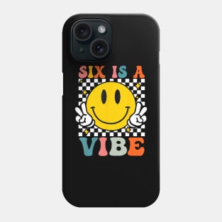 Six Is A Vibe 6Th Birthday Groovy Boys Girls 6 Years Old Phone Case