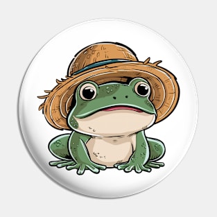 Cute Frog with Straw Hat Pin