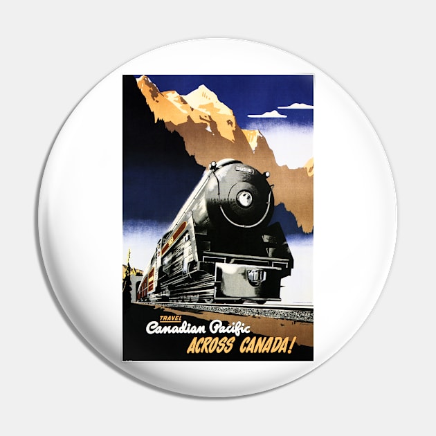 Travel by Train Across CANADA! Vintage Art Deco Railway Pin by vintageposters