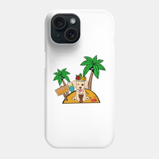 Funny golden retriever is on a deserted island Phone Case