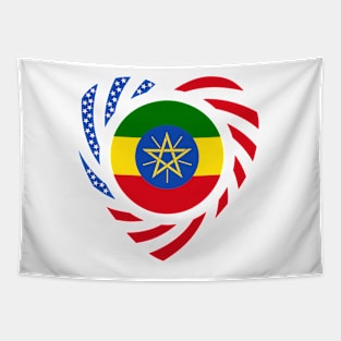 Ethiopian American Multinational Patriot Flag (Heart) Tapestry