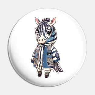 Cute zebra girl in a jacket Pin