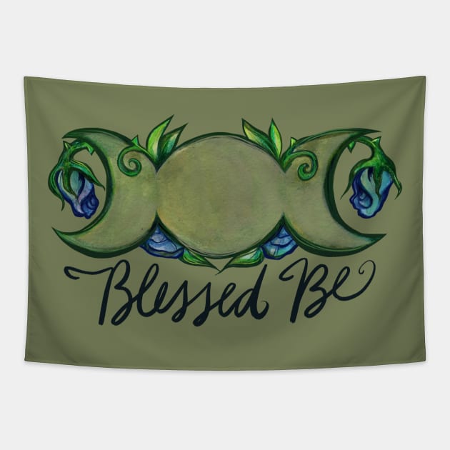 Blessed Be Triple Moon Tapestry by bubbsnugg