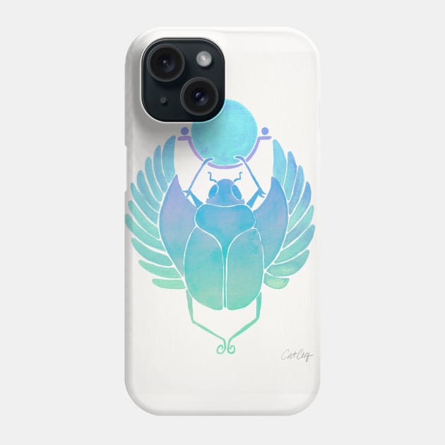 turquoise scarab Phone Case by CatCoq