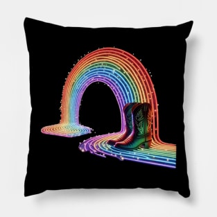 Neon Rainbow Cowboy Boots Pillow