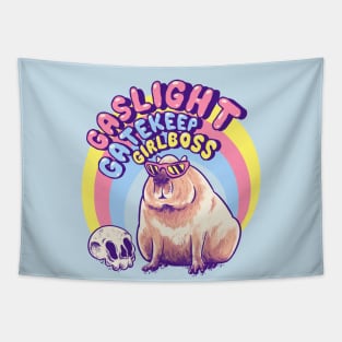 Gaslight Gatekeep Girlboss - Capybara MEME Tapestry