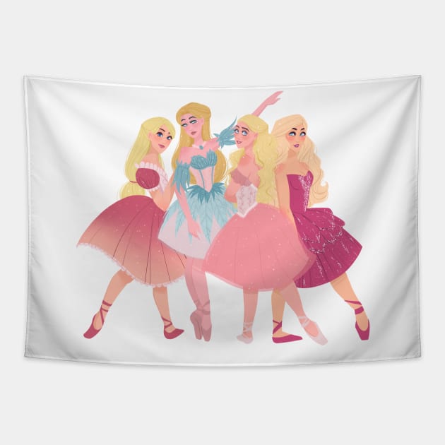 Barbie Ballerinas Tapestry by Sara no.style.illustrator