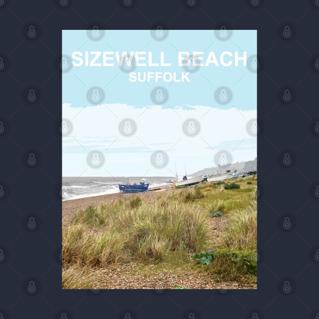 Sizewell Beach Suffolk. Travel poster. Gift. by BarbaraGlebska