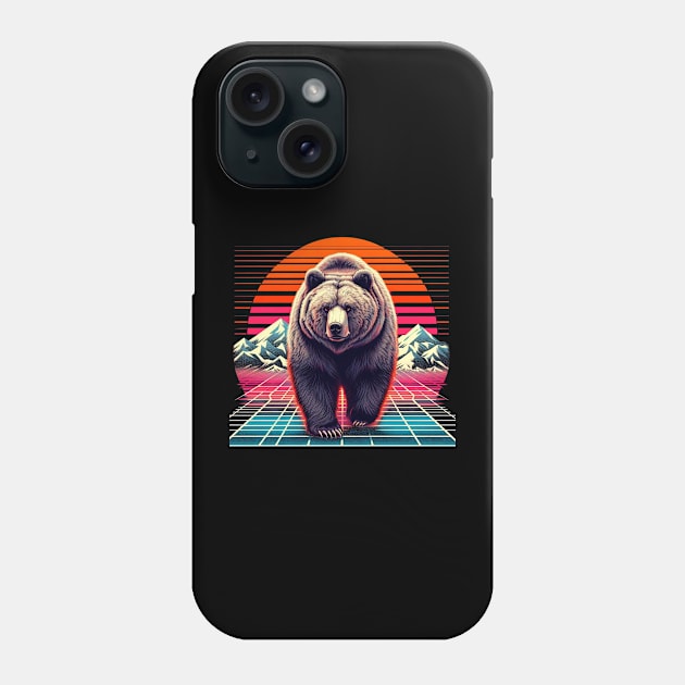 Bear Retro Vintage 80s Style Grizzly Brown Bear Phone Case by cyryley