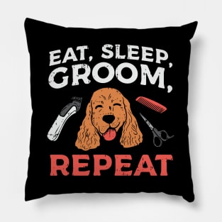 Eat Sleep Groom Repeat Pillow