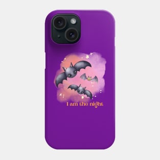 I am the night cute watercolor pastel goth bat pun Phone Case