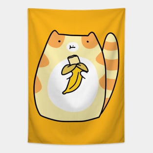 Tabby Cat Eating a Banana Tapestry