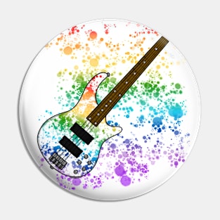 Bass Guitar Rainbow Colours Bassist Musician Pin