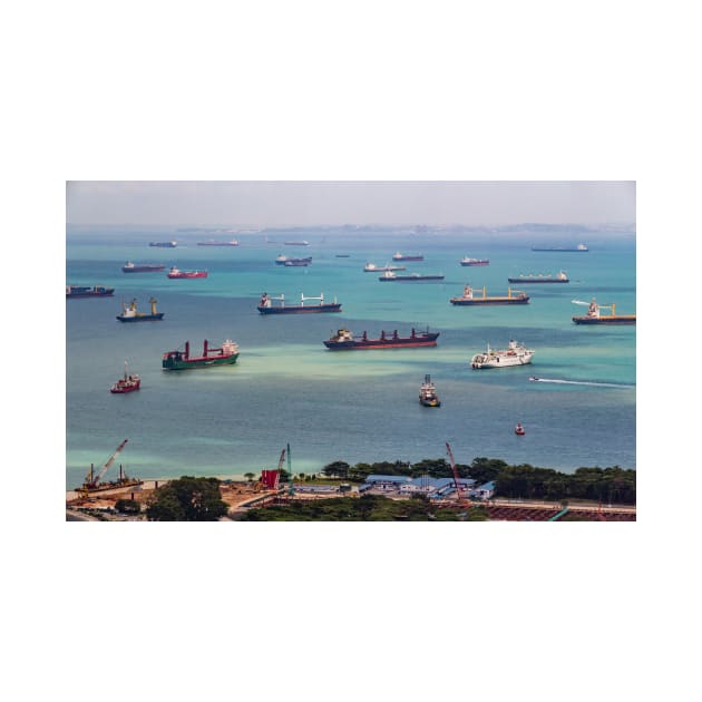 Vessels Anchoring in Front of Singapore City by holgermader