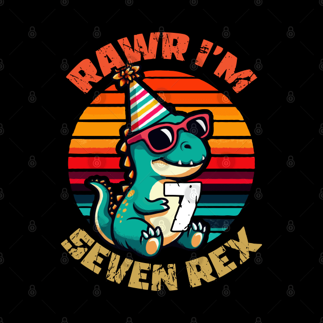 Dinosaur Seven Rex, Kids 7 year old birthday gift by MoDesigns22 