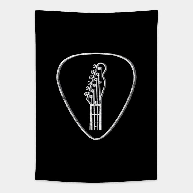 T-Style Guitar Headstock Guitar Pick Dark Theme Tapestry by nightsworthy
