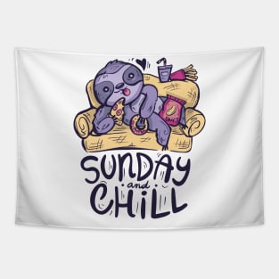 Awesome Funny Sloth Sunday And Chill Lazy Sloth Lover Tapestry