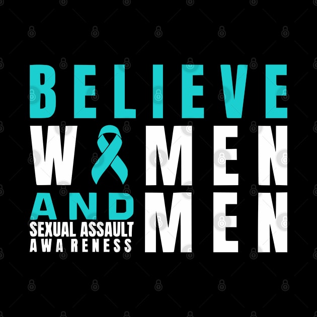 Believe Women & Men Sexual Assault Awareness Ribbon by Shopinno Shirts