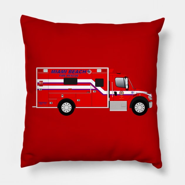 Miami Beach Fire Rescue ambulance Pillow by BassFishin