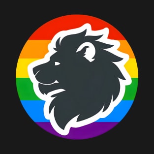 LGBTQ Pride Lion Anthro Furry Rainbow Logo T-Shirt