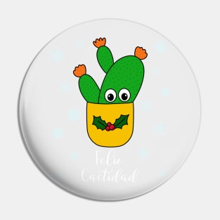 Feliz Cactidad - Opuntia Microdasys Cactus In Christmas Holly Pot Pin