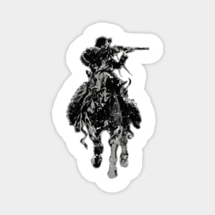 Rustic cowboy with rifle riding horse classic sketch Magnet