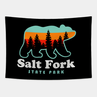 Salt Fork State Park Ohio Bear Retro Sunset Tapestry