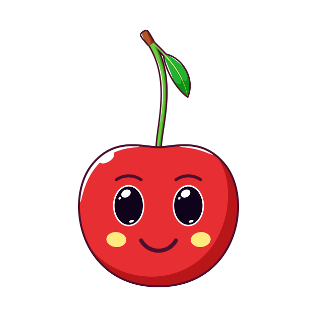 Cute Kawaii Cherry, Cartoon Ripe Fruit by DmitryMayer