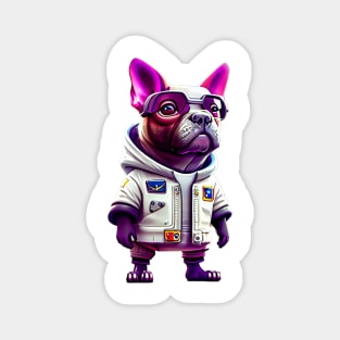 The Fun-Loving Frenchie: Bold in a Casual Space Suit Magnet