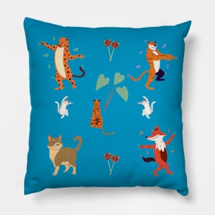 Groovy Tiger and Cat Dancing Pillow