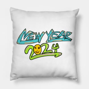 New year 2024 lettering colourful Pillow