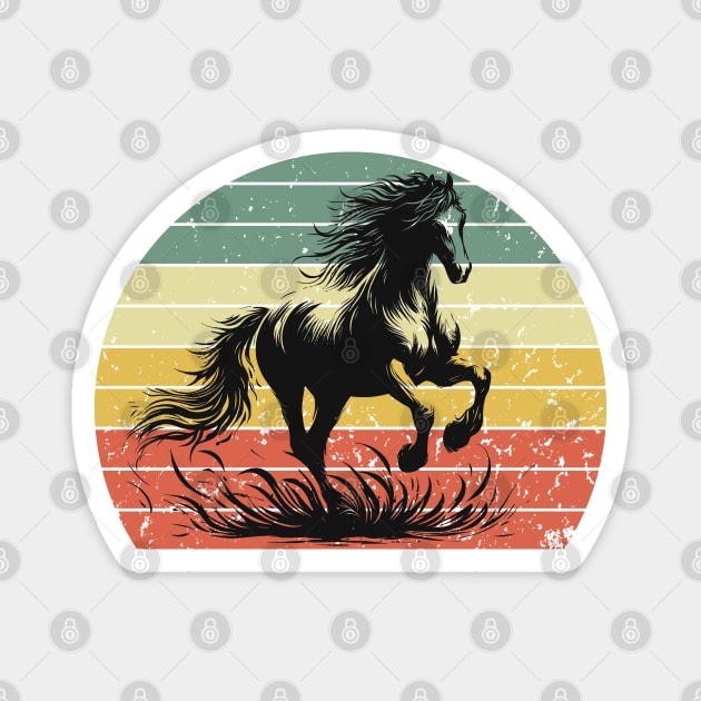 Horse Silhouette Retro Sunset Magnet by JessArty