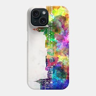 Brasov skyline in watercolor background Phone Case