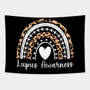 Lupus Awareness Rainbow Leopard Tapestry