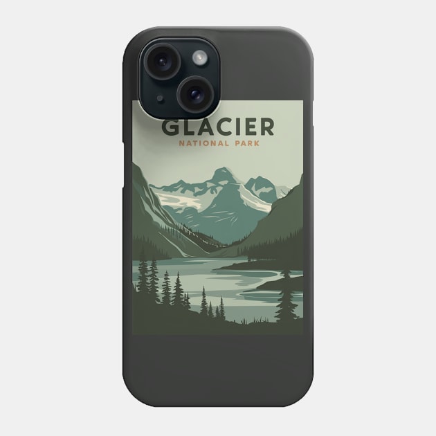 Glacier National Park Retro Vintage Phone Case by Perspektiva