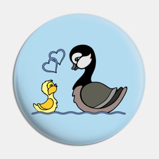 Baby goose and mom Pin