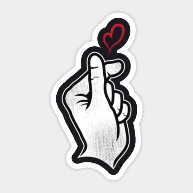 korean finger heart korean finger heart sticker teepublic korean finger heart