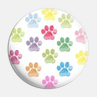 Cute doodle hand drawn colorful paw prints Pin