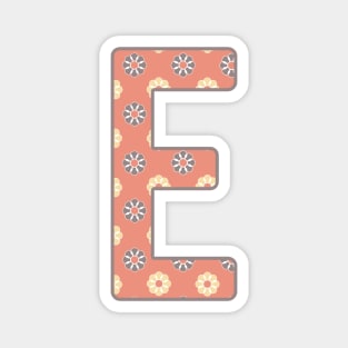 MONOGRAM LETTER E PINK FLORAL TYPOGRAPHY DESIGN Magnet