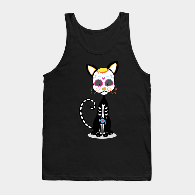 Black Cat Sugar Skull Costume Mexico Black Cat Sugar Tank Top