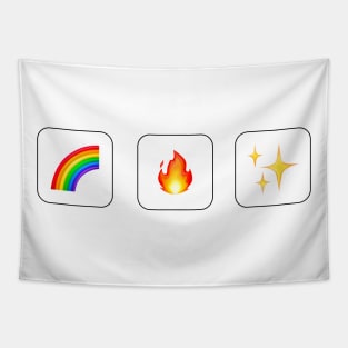 Rainbown, Fire, Star Emoji Positive vibes no text Tapestry