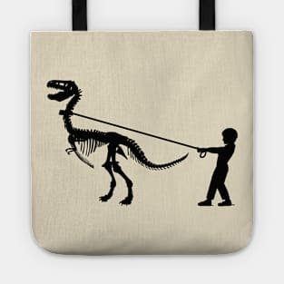 Fossil dinosaur and little boy Tote