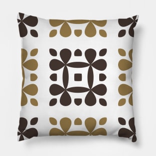 Square Flower Petals Motif Pattern (Brown) Pillow