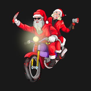 Biker Couples Santa Christmas T-Shirt