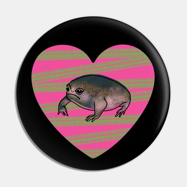 Black Desert Rain Frog Love Heart Valentines Day Pin by okpinsArtDesign