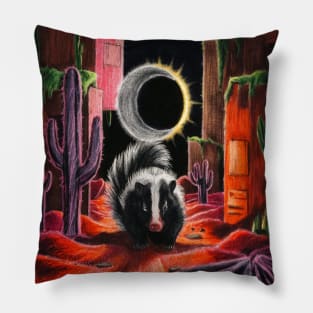 AI generated skunk watching solar eclipse Pillow