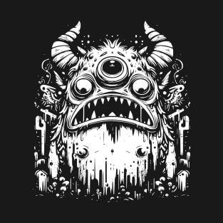 Monster Black and White Design T-Shirt